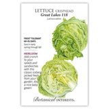 Seed packet for Lettuce Crisphead Great Lakes 118 with growing information.