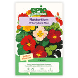 Epic Gardening Nasturtium Whirlybird Mix seed packet with colorful flowers on a white background