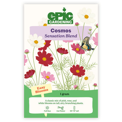 Epic Gardening Sensation Blend Cosmos seed packet on a white background