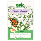 Epic Gardening Western Yarrow seed packet with butterfly illustration on a white background