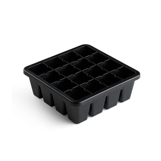 Black Epic 16 Cell Seed Starting Tray with multiple compartments on a white background