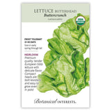 Buttercrunch lettuce seed packet with illustration and botanical information