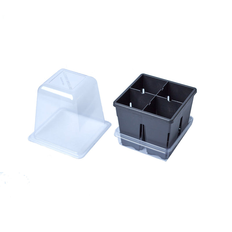 4-Cell Humidity Domes & Bottom Trays that has the 4-Cell Seed Starting Tray