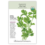 Parsley seed packet with botanical illustration and information