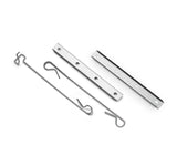 Set of metal hooks and brackets on a white background