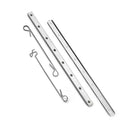 Set of metal hooks and rods on a white background