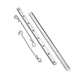 Set of metal hooks and rods on a white background