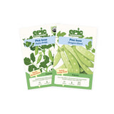 Two Epic Gardening seed packets from the Pea 2-Pack arranged side-by-side on a plain white background, featuring Patio Pride snap peas and Oregon Giant snow peas.