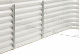 Close-up of a metal raised garden bed hooks connected together set in a white background