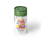 Botanical Interests Bring Home the Butterflies Flower Mix 150-gram seed shaker tube on a plain white background, featuring a green lid and floral illustration with a yellow butterfly.