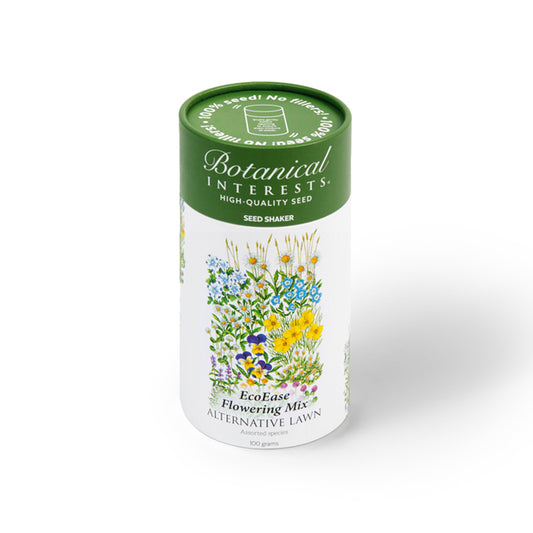 Botanical Interests seed shaker with floral design on a white background