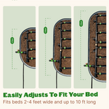 Garden bed with adjustable components on a light green background