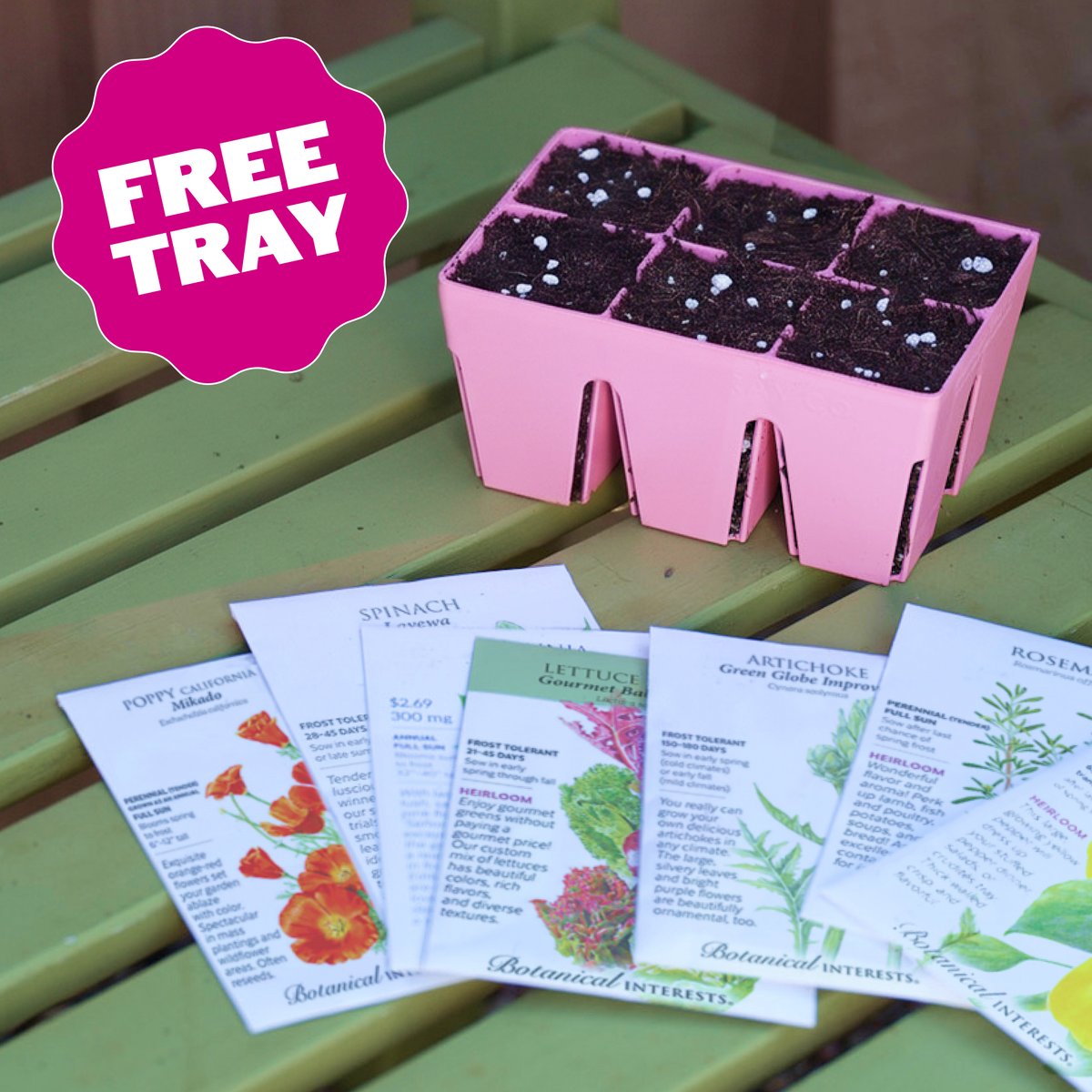 free pink cell tray with seed bundle purchase