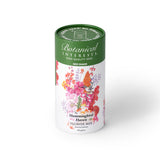 Botanical Interests Hummingbird Haven Flower Mix 100-gram seed shaker tube on a plain white background, featuring a green lid and floral illustration of assorted colorful flowers.