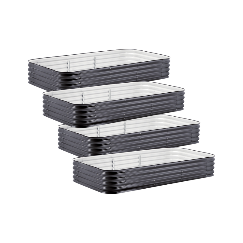 4-Pack Large Modular Metal Raised Garden Bed - 15" Tall