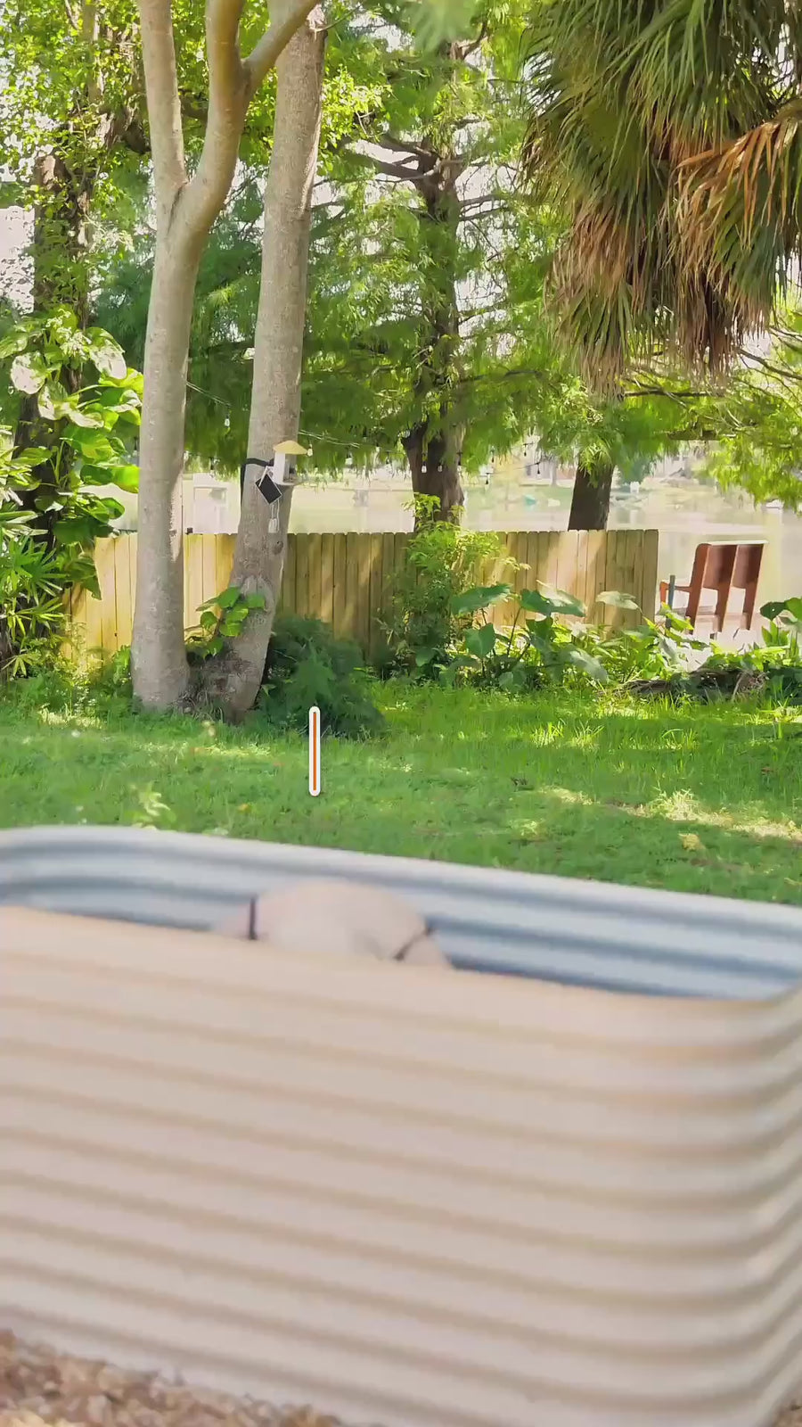 Gardener shows a raised bed