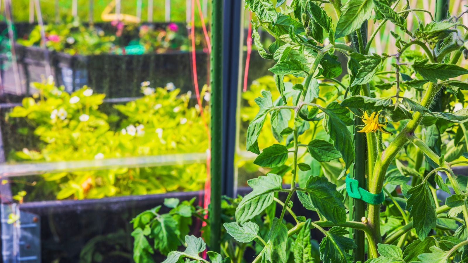 A lovely PVC Tomato Cage For Earthbox made of pipes with the leaves looking healthy and sturdy