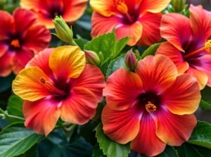 A healthy bush with multiple vibrant blooms, which makes knowing where to plant hibiscus